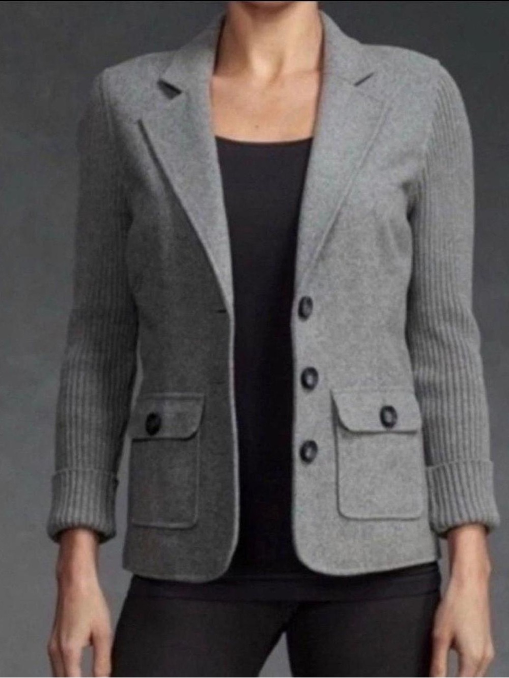 CAbi size XL gray blazer with ribbed sleeves